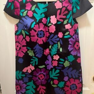 Tibi Pink Floral Sheath Dress Short Flutter Sleeves